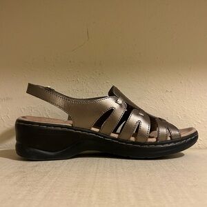 Clarks Metallic Brown Wedge Sandals